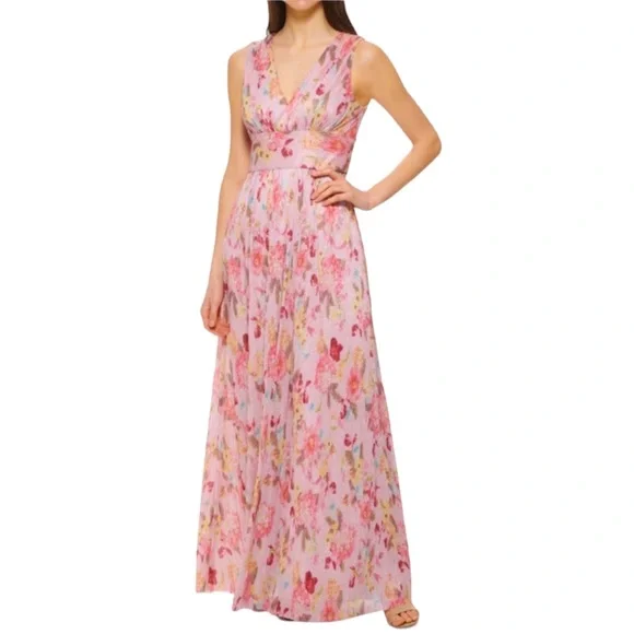 NWT Jessica Howard Carlyle Metallic
Pleated Chiffon Gown - Picture 1 of 8